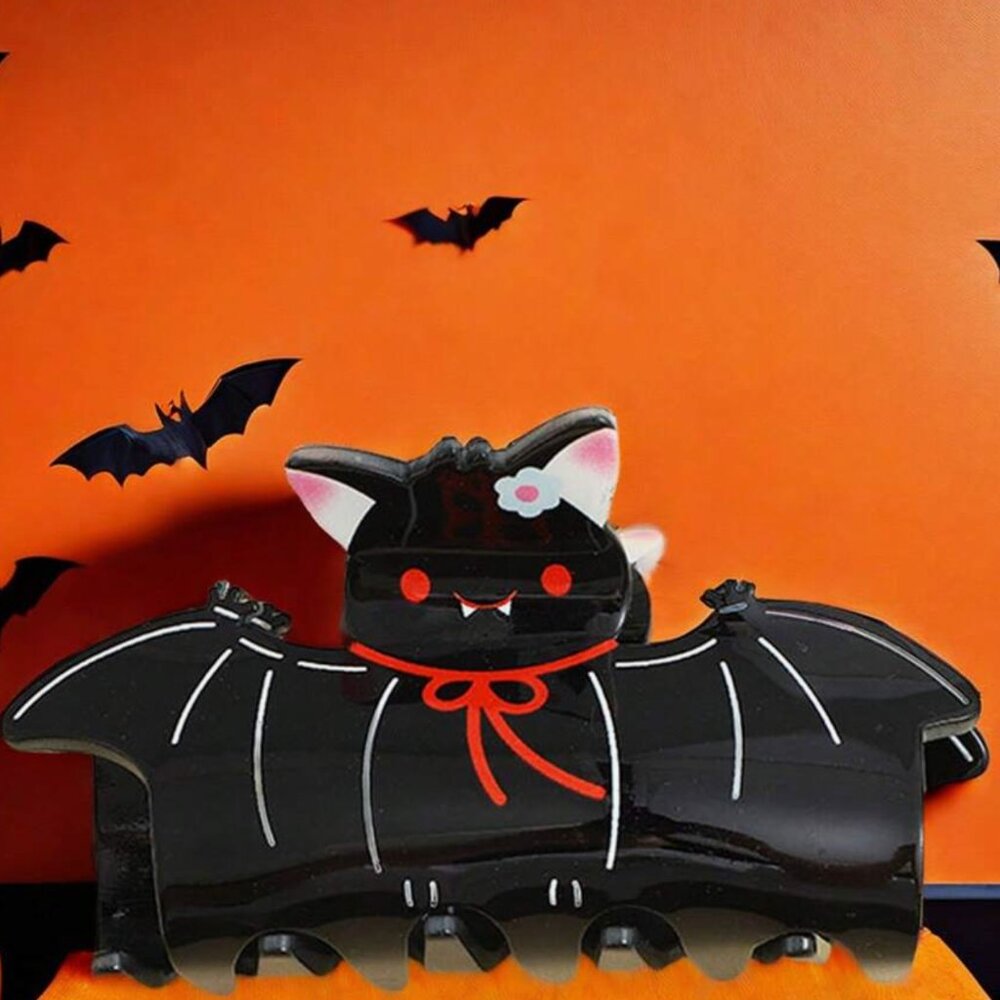 Pre-Packaged Cute Bat Claw Clip | Halloween Hair Accessory 3.54" x 1.57" - Picture 3 of 5